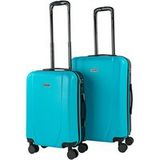 ITACA - Set van 3 koffers 55 / 66 / 76 cm ABS 4 harde wielen, duurzaam en licht, hangslot, goedgekeurd voor Ryanair, middelgrote en grote koffers 71100, Turkoois/Antraciet, informeel