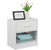 Merkloos Nachtkastje met lade - met plank - modern - 41,5 x 39 x 31 cm - bijzetkast - wit