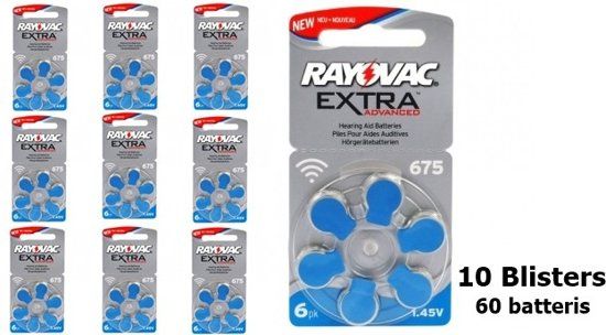 Rayovac 60 Stuks 10 Blisters a 6St - 675 Extra Advanced Gehoorapparaat batterijen