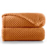 DECOKING Henry knuffeldeken van 220 x 240 cm, deken, microvezel, woondeken, sprei, fleece, zacht, behaaglijk, Scandinavische stijl, vossenrood