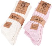 BRUBAKER 4 Paar Alpaca Sokken - Winter Sokken Set voor Mannen en Vrouwen - Roze Beige - Maat 39-42
