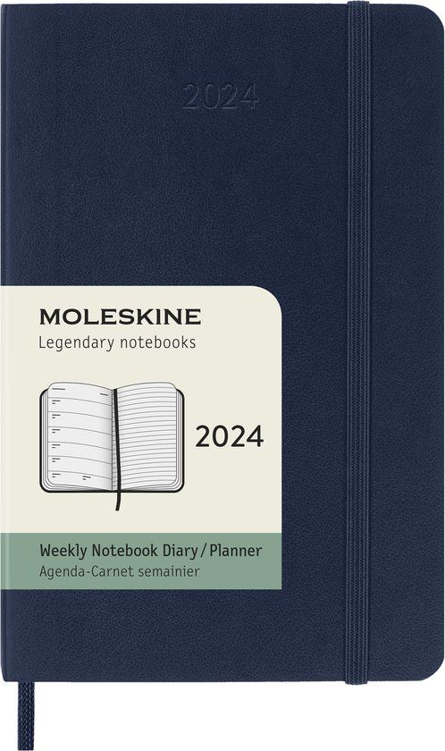 Moleskine 12 Maanden Agenda 2024 - Pocket - Zachte Kaft - Saffier Blauw