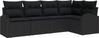 vidaXL Tuinbank Set 5-zits Zwart Polyrattan