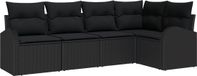 vidaXL Tuinbank Set 5-zits Zwart Polyrattan