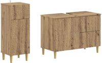 vidaXL - 2-delige - Badkamerkast - Set - DELFT - Artisanaal - eiken - Bewerkt - hout