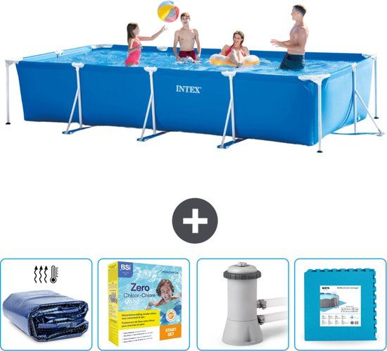 Intex Rechthoekig Frame Zwembad - 450 x 220 x 84 cm - Blauw - Compleet Pakket