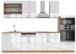 Vicco Fame-Line Complete keukeneenheid – 300 cm met hoge kast, WB Eik Wit hoogglans/goud power eiken