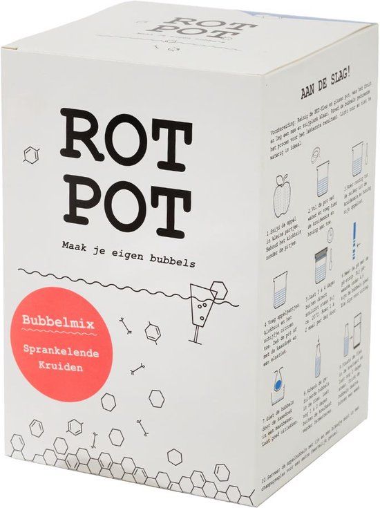 ROTPOT Bubbelmix - Glazen pot met kruidenmix - 1 liter - 6 delig