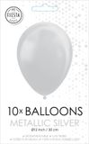 Merkloos / Sans marque Globos Ballonnen metallic zilver 30cm, 10st.