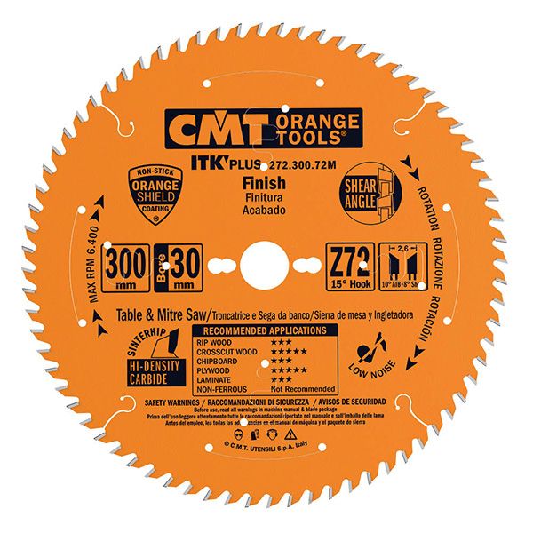 CMT 272.216.48M Ultra ITK Plus Cirkelzaagblad - 216 x 30 x 48T - Hout/Multiplex