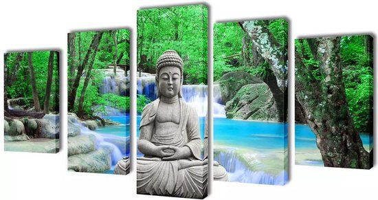 vidaXL Canvas Muurdruk Set Buddha 200 x 100 cm