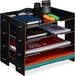 Merkloos Relaxdays MDF bureau organizer - A4 papier - 3 vakken - brievenbak - zwart