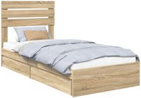 vidaXL Opbergbed met lade Sonoma Eik 90 x 200 cm Bewerkt hout