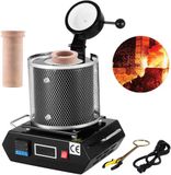 VEVOR Smeltoven voor goud 1350 W, max. temperatuur 1150 ℃, elektrische smeltoven met keramische gel, 3 kg, metalen afwerking, zwart