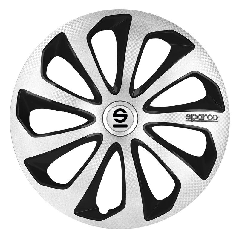 Sparco Wieldoppen Sicilia 15 Inch Zilver/Zwart/Carbon Set van 4