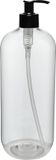 Claudius Cosmetics B.V. Lege plastic fles 1 liter PET transparant - met zwarte pomp - set van 10 stuks - navulbaar - Leeg