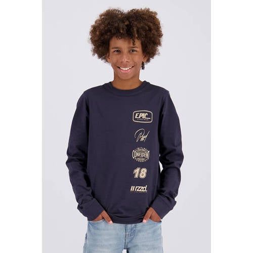 Raizzed longsleeve met tekst - donkerblauw