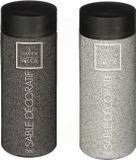 Atmosphera Decoratie zand - 2x potjes - grijs en zwart - 750 gram