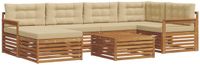 vidaXL Hoek loungeset 6 zitplaatsen Natuurlijk en beige Acacia hout