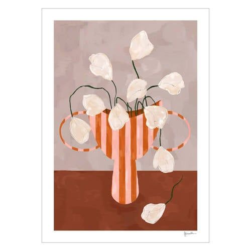 Poster & Frame The Poster Club x Frankie Penwill Poster & Frame Poster - White Flowers in Striped Vase (30 x 40 cm cm)