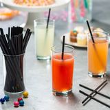 Merkloos Herbruikbare smoothie rietjes - PP - 250stuk - 24cm - 8mm diameter - zwart