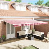Maison Exclusive - Parasol manuel, 5 x 3 mètres, à rayures rouges et blanches, 100% polyester