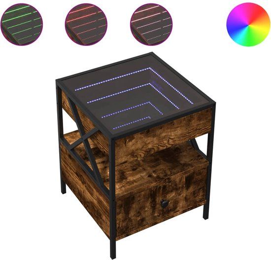 vidaXL Nachtkastje met Infinity LED Gerookt eiken 40x40x51 cm