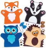 Baker Ross Naaisets met handpoppen van bosdieren (4 stuks)