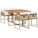 vidaXL Ensemble de jardin 5 pièces avec coussins, beige, polyrotin