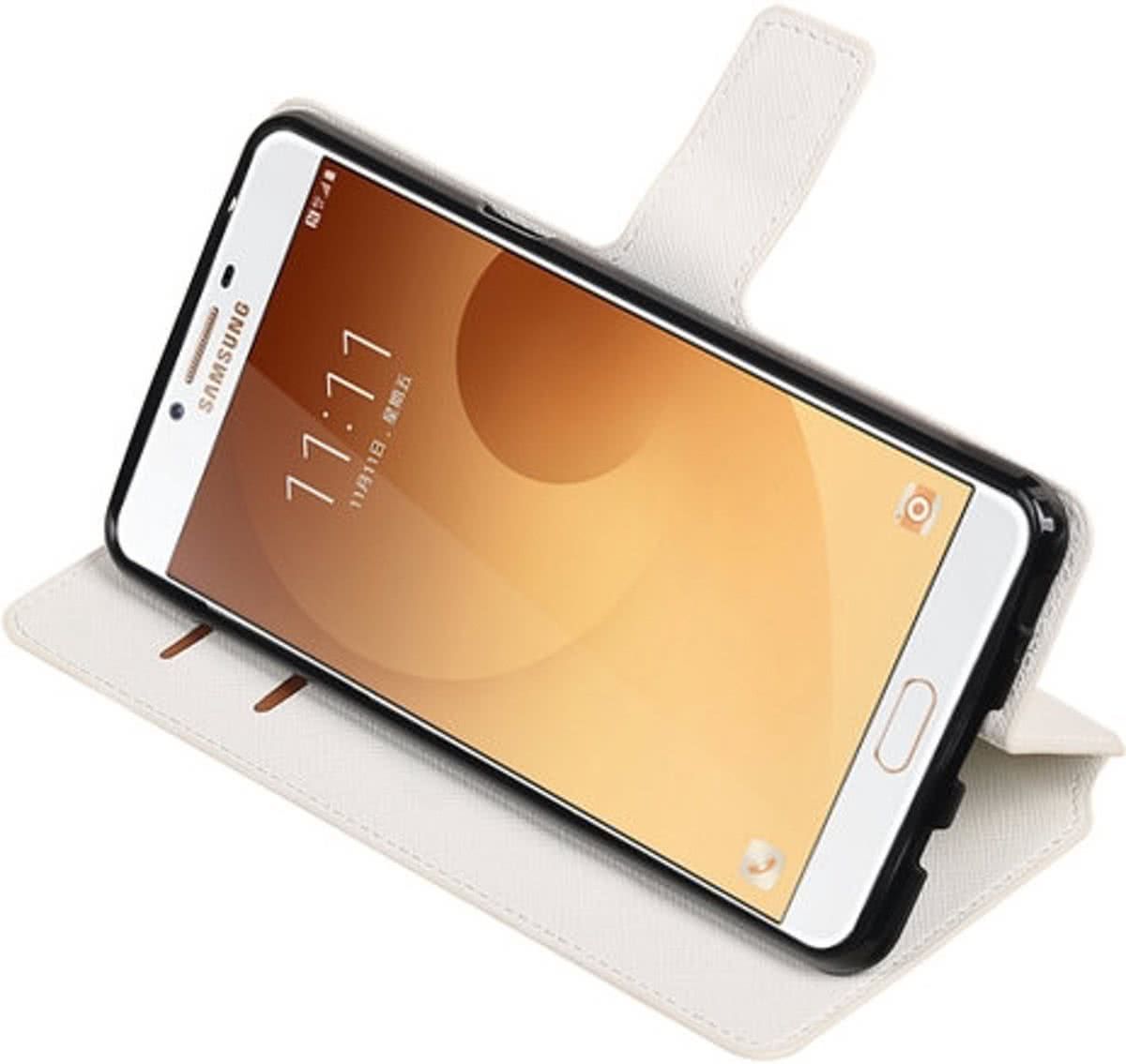 Best Cases Wit Samsung Galaxy C9 TPU wallet case booktype hoesje HM Book - 8718883851115
