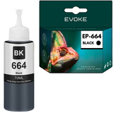 Evoke compatible ink for Epson T664 T6641 Black 70 ml 6400 pages Ecotank L100 110 200 210 300 310 350 355 361 365 380 382 385 386 455 485 486 550 555 565 605 655 1300 1455; Et-2500 2550 2600
