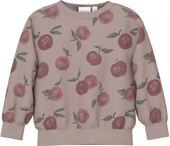 NAME IT Meisjes Sweater NMFOPA LS SWE BRU - Maat 92 - Katoen/Polyester - Gebloemd - Bark