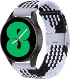 By Qubix - Braided Nylon Smartwatch Bandje - Zwart/Wit - 20mm - Geschikt voor Garmin Vivomove 3/HR/Luxe/Sport/Style/Trend