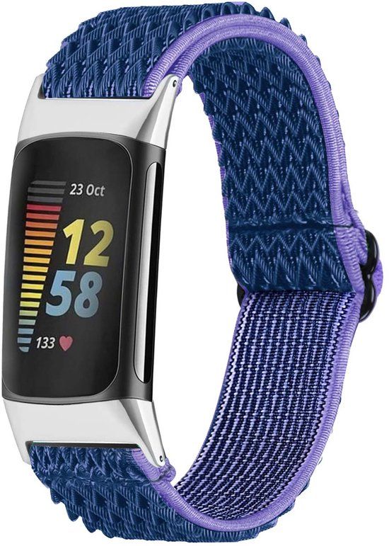 iMoshion Bandje Fitbit Charge 5 / Charge 6 - Donkerblauw - Nylon - One size