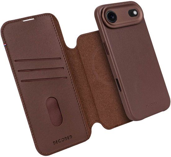 DECODED 2-in-1 Leren Detachable Wallet Hoesje Geschikt voor iPhone Air - Magnetisch Afneembaar - met Pasjeshouder - Premium ECCO Leer - Geschikt voor MagSafe - Bruin