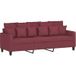 Canapé 3 places rouge bordeaux 180 cm tissu
