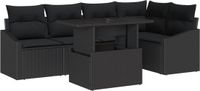 vidaXL Banc de jardin noir poly rotin 6 pièces