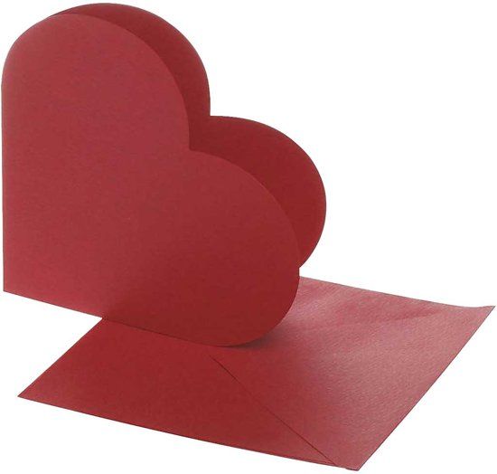 creotime Hartvormige Kaarten - 12,5x12,5 cm - Rood - 10 sets
