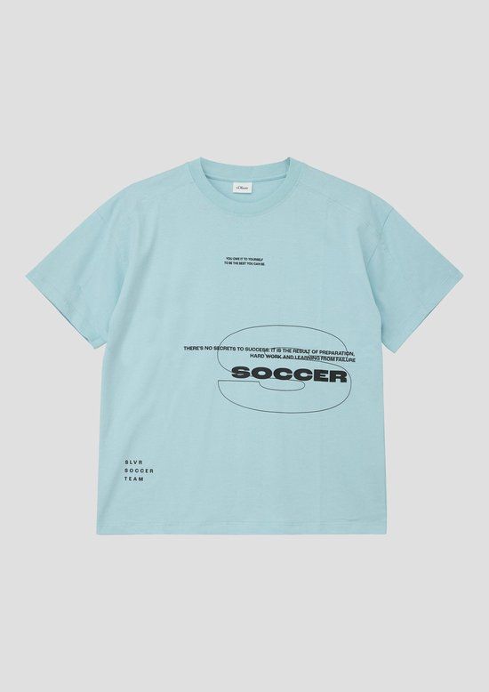 s.Oliver T-shirt lichtblauw Jongens Katoen Ronde hals Tekst - maat 146/152