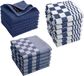 Byrklund Keukenset Clean Blauw - 18-delig - 6 Theedoeken, 6 Keukendoeken & 6 Vaatdoeken - 100% Katoen - Geblokt