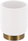 Tendance Elba tandenborstel houder/beker - wit/goud - 350ml - rond - polyresin