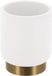 Tendance Elba tandenborstel houder/beker - wit/goud - 350ml - rond - polyresin