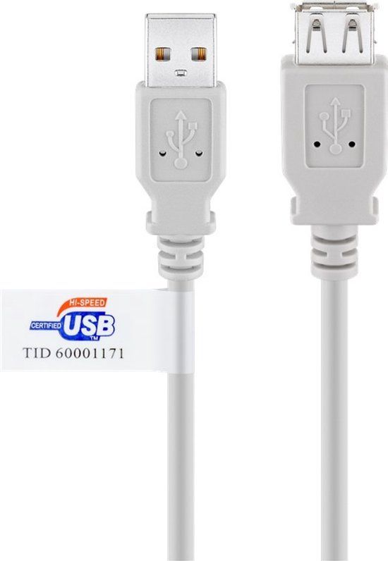 Goobay USB 2.0 A Male naar USB 2.0 A Female Verlengkabel 3m Grijs