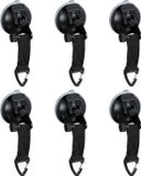 Merkloos Relaxdays zuignap haken - set van 6 - ophanghaken - auto, camper en meer - tot 2 kg - zwart