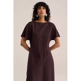 WE Fashion WE STUDIO Asymmetrische Midi Jurk - Bruin