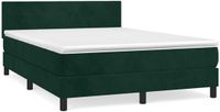 vidaXL Boxspring met matras fluweel donkergroen 140x190 cm