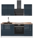 Vicco Eenpersoonskeuken Fame-Line, Donkerblauw hoogglans/Wit, 190 cm, WB Eik