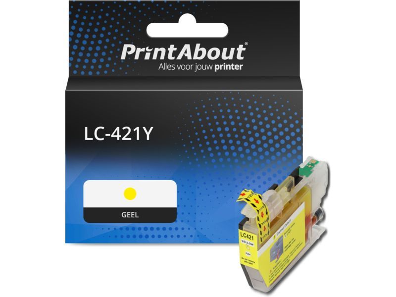 PrintAbout Inktcartridge LC-421Y Geel geschikt voor Brother
