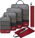 Unyqoos® Samendrukbare verpakkingsblokjes met reisschoenentas en waszak, uitbreidbare kofferorganizer, pakzakkenset voor het organiseren van uw reisbagage, bagageorganizer voor rugzak en koffer, rood