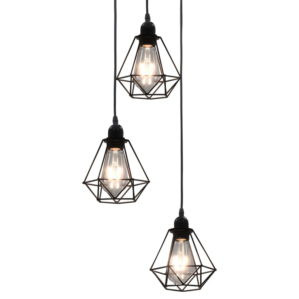 vidaXL Plafondlamp met diamantvorm 3xE27 zwart